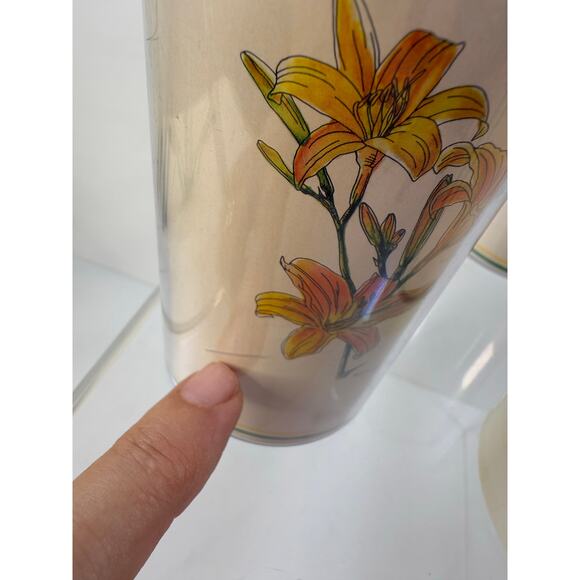 Vintage Thermo-Serv Set of 3 Insulated Plastic Double Walled Floral Tumblers - Picture 9 of 10